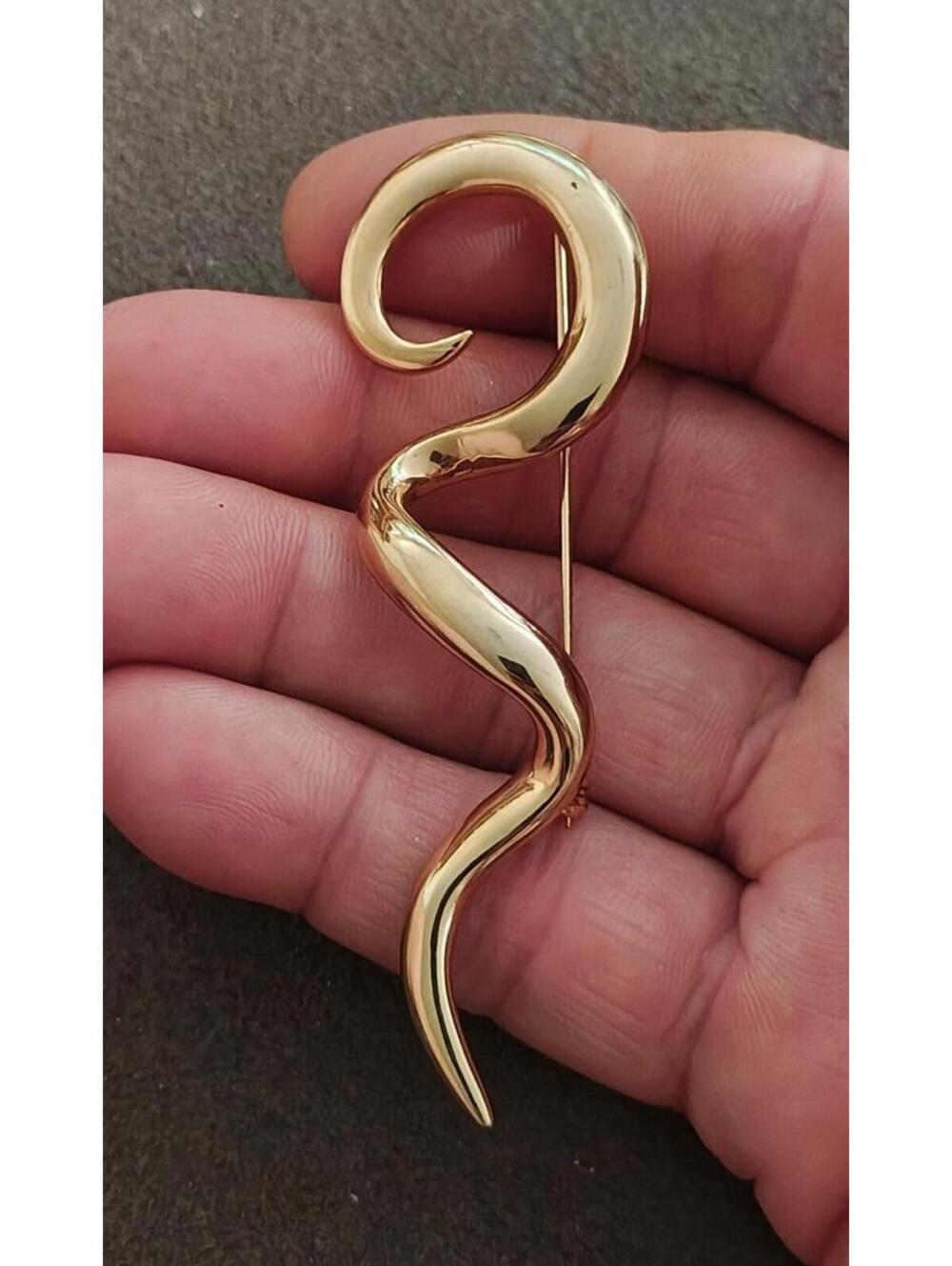 1980s Abstract Corkscrew Swirl Brooch